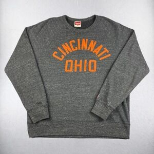 Homage Sweatshirt Mens Large Charcoal Gray Cincinnati Ohio Raglan Pullover